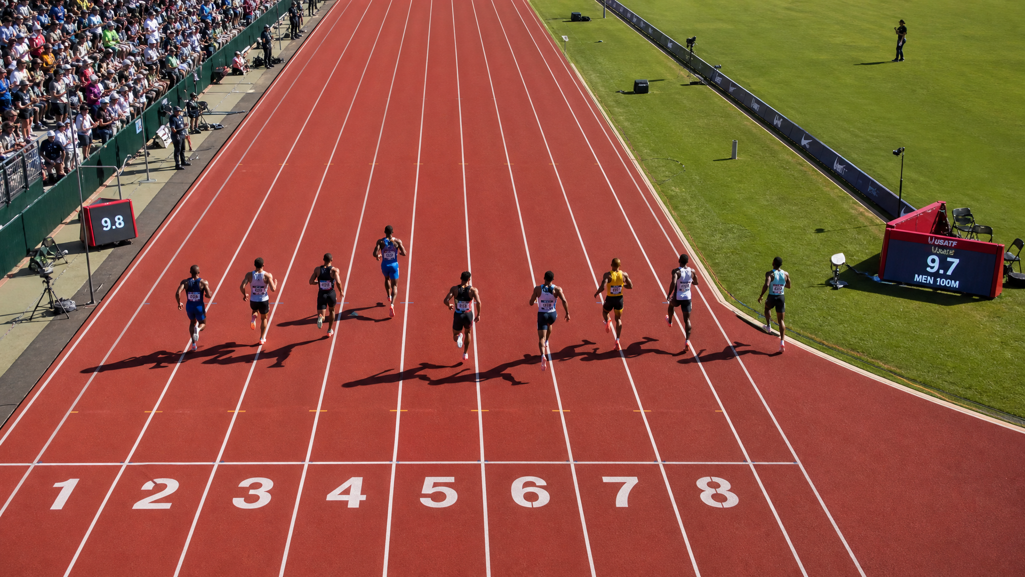 Track and field event at a professional stadium